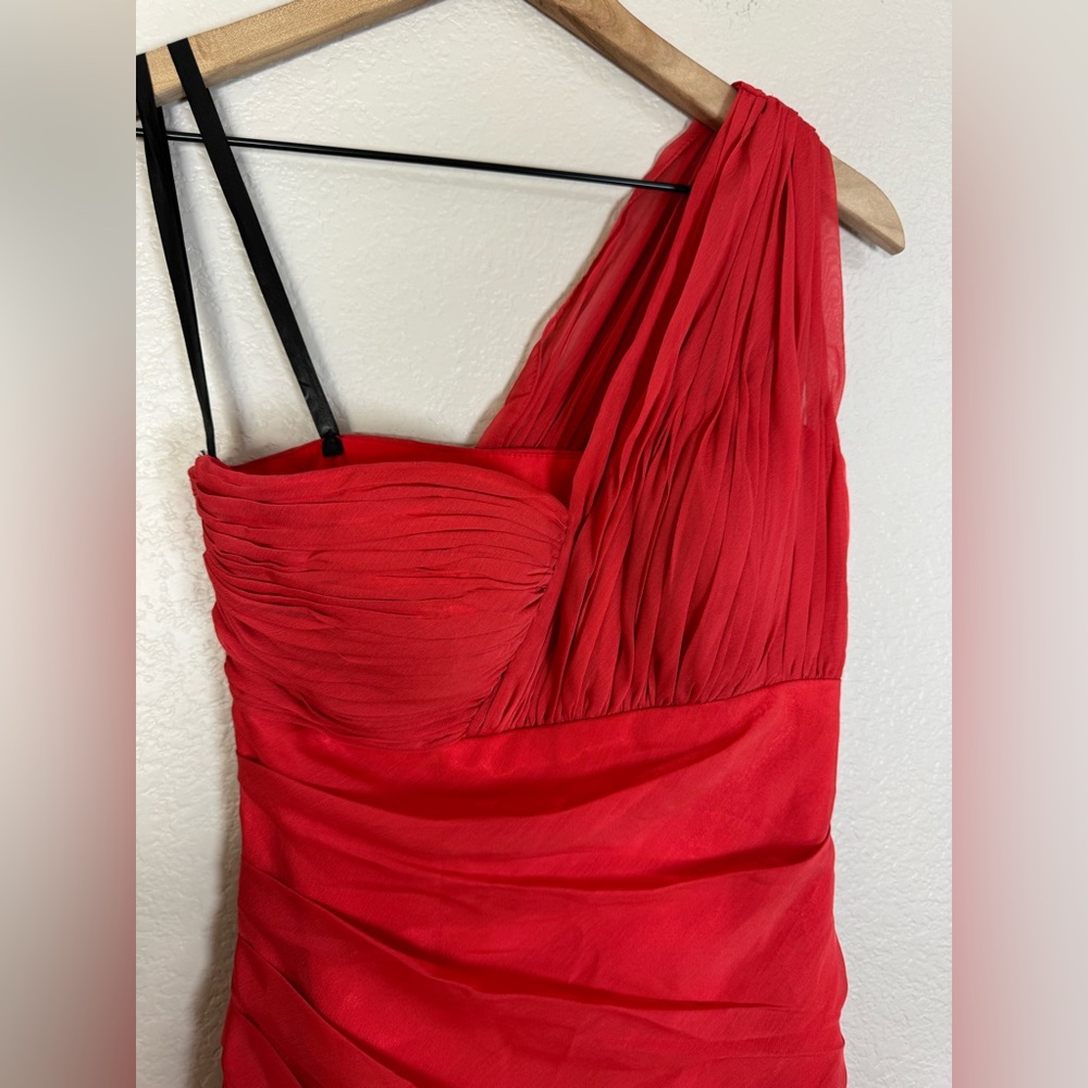 One-Shoulder Coral Ruffle Gown - Picture 11 of 14